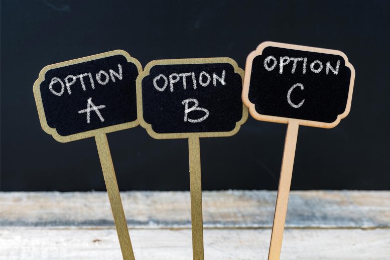 Three Options Decision Making Concept