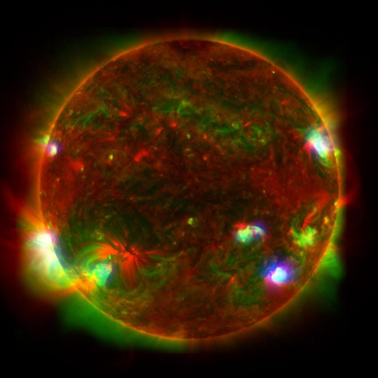 Three-Telescope View of Sun 