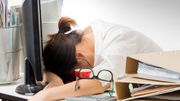 Tired Office Worker Sleeping Desk