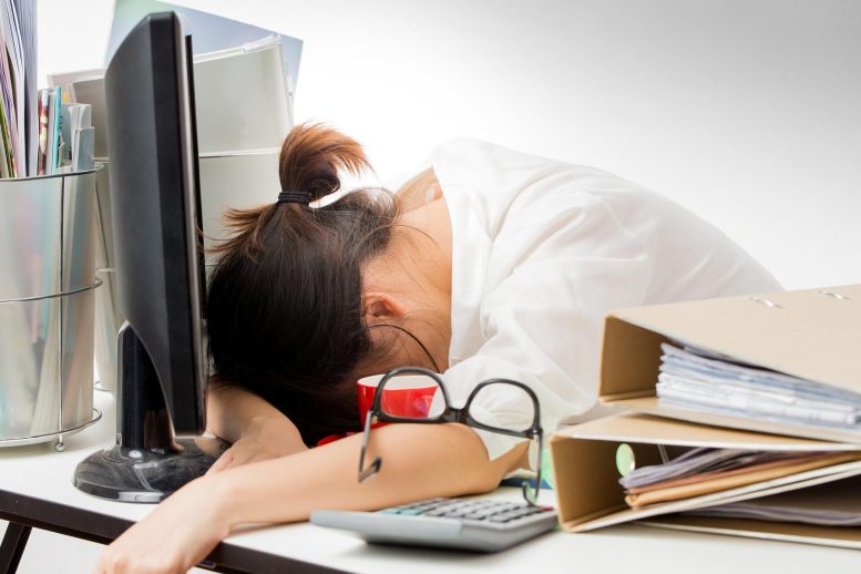 Tired Office Worker Sleeping Desk