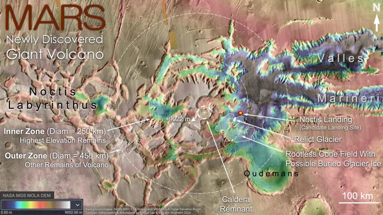 Topographic Map of Noctis Volcano