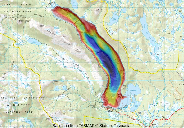 Topographical Map of Central Tasmania