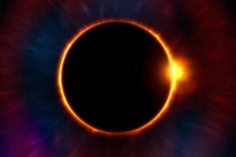 Éclipse solaire totale avec couronne solaire