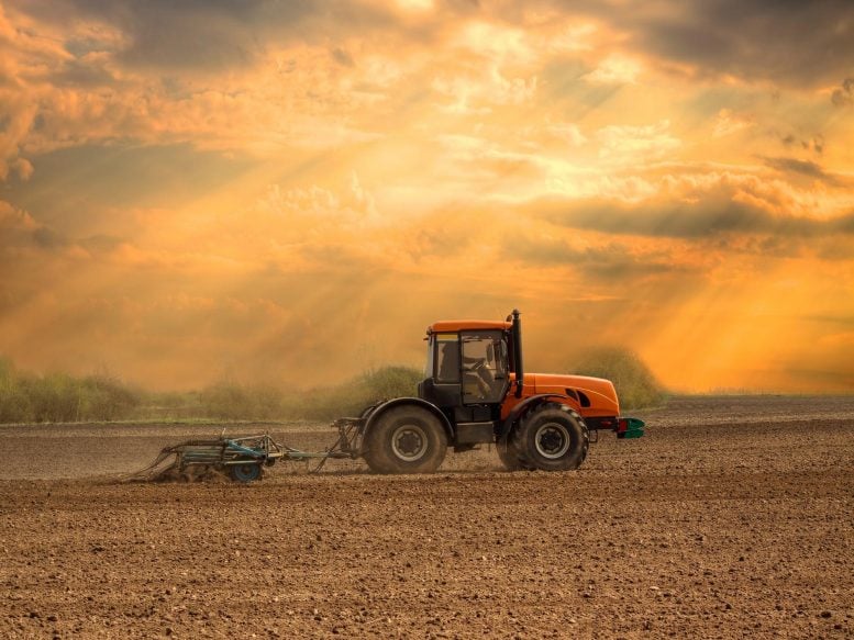 Tractor Cultivating Field
