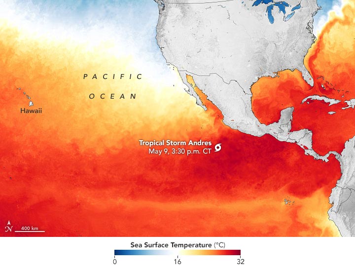 Tropical Storm Andres Seea Surface Temperature Annotated