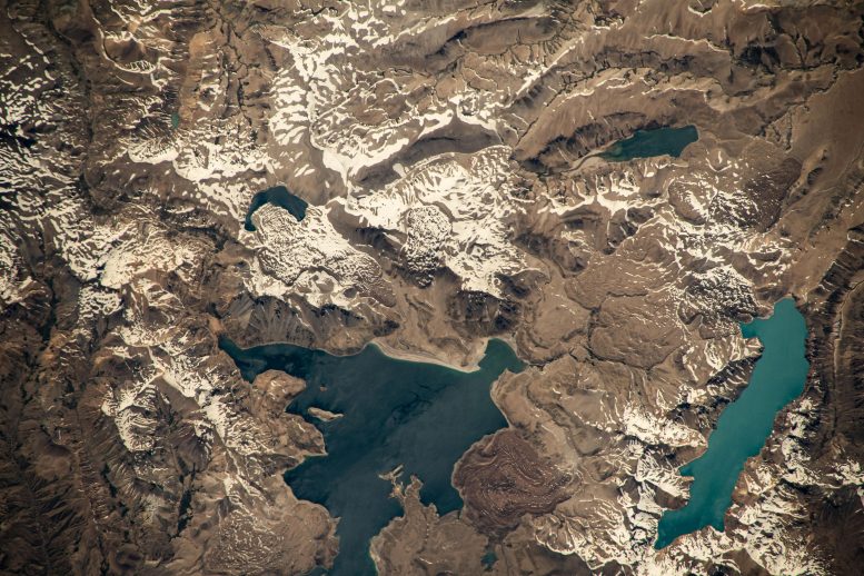 Two Lakes in Andes Mountain Range