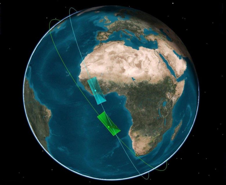 Two Satellites Orbit Earth