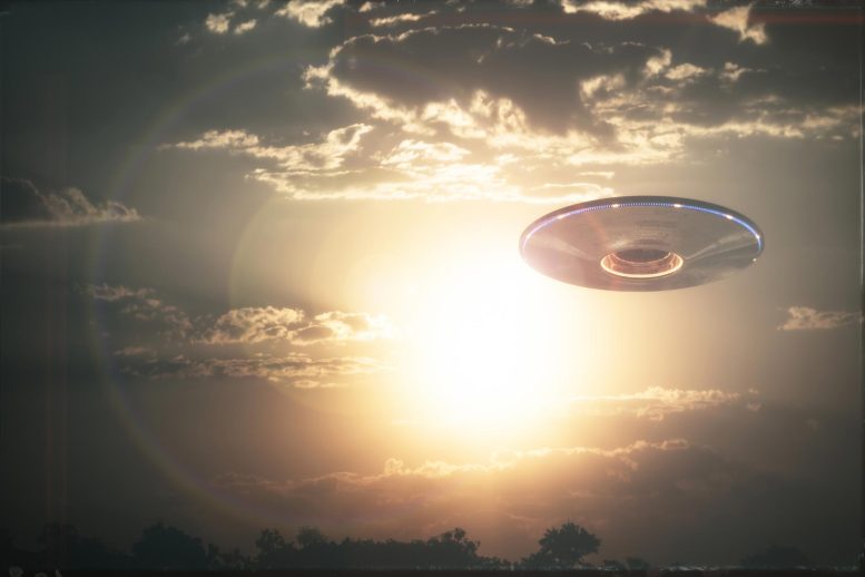 UFO Alien Flying Saucer in Sky