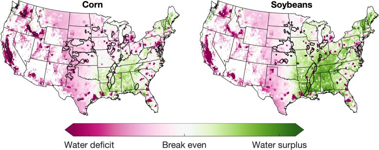 Carte américaine du déficit prévu des eaux souterraines d’irrigation au milieu du siècle