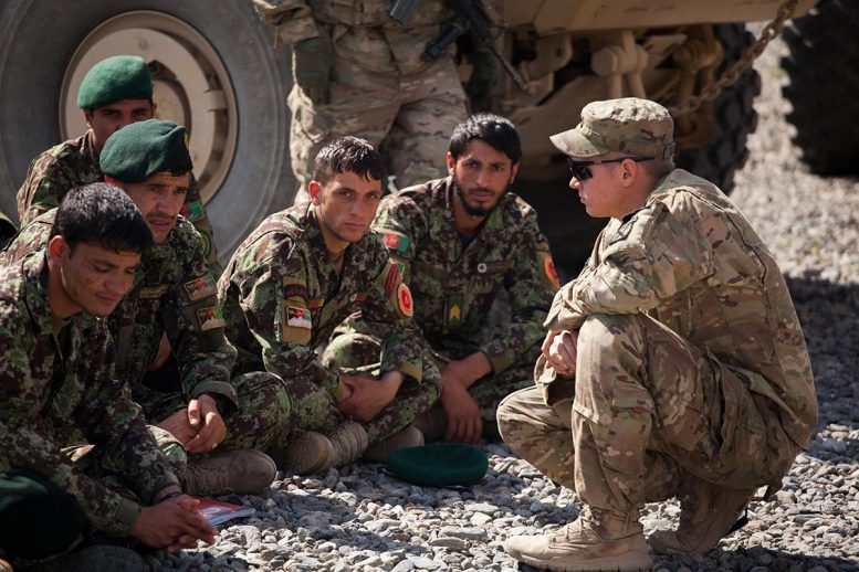U.S. Soldier Speaks to Afghan National Army Soldiers