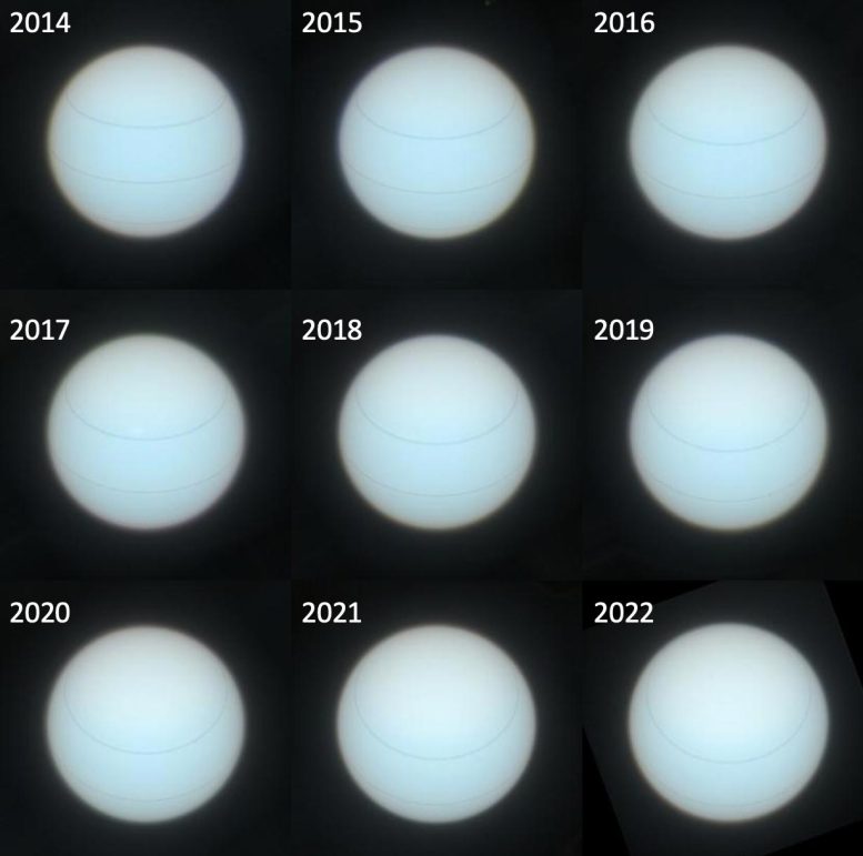 Variações de cores de Urano