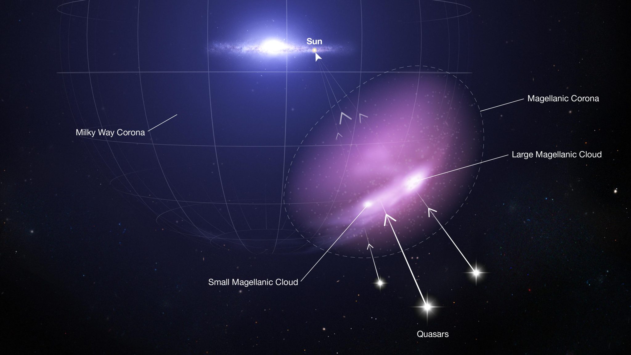 Using quasars to map Magellan's corona
