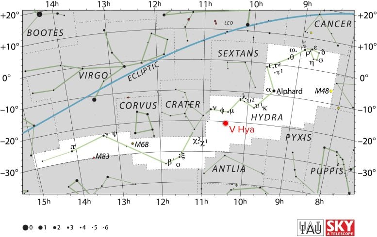 V Hydrae Star Chart