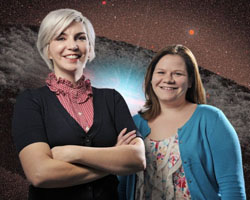 Vanderbilt astronomers Kelly Holley-Bockelmann and Lauren Palladino