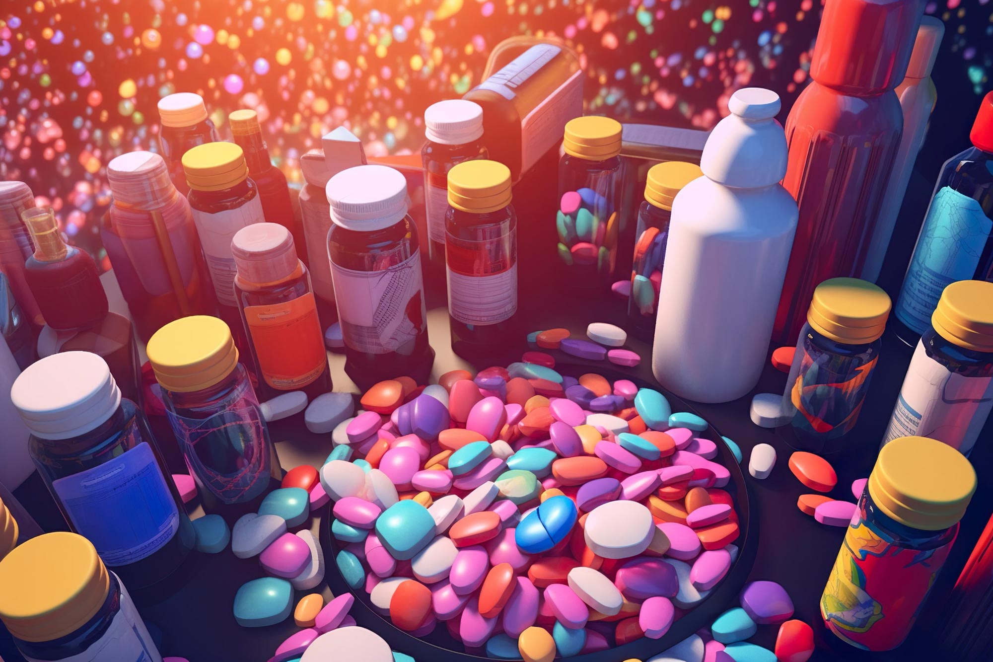 Variety Medications Drug Discovery Concept