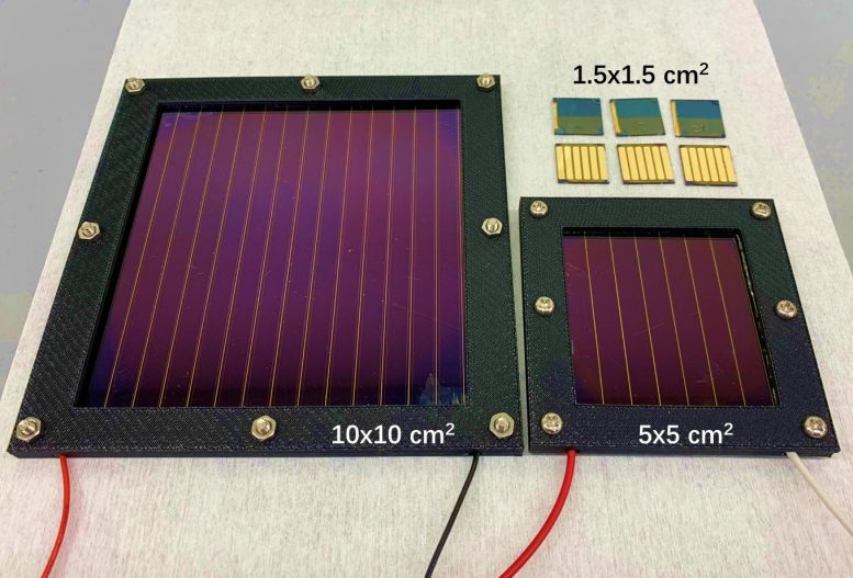 Varying Sizes of Perovskite Solar Cells and Modules