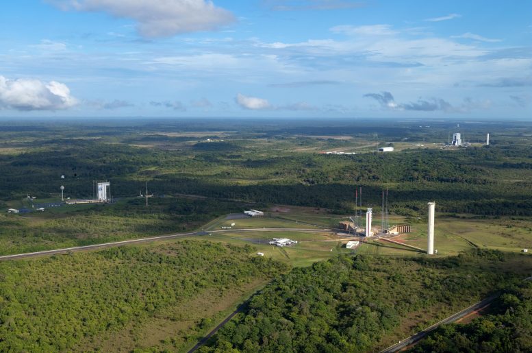 As áreas de lançamento Vega Ariane 5 e Ariane 6 no espaçoporto europeu