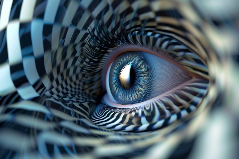 Conceito de arte de ilusão óptica de olho de visão