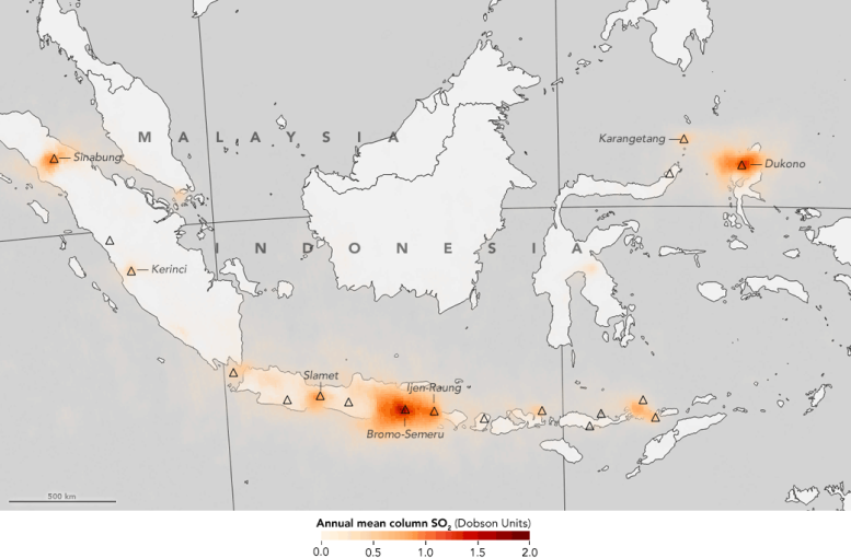 Volcanic Sulfur Dioxide Emissions From Indonesia