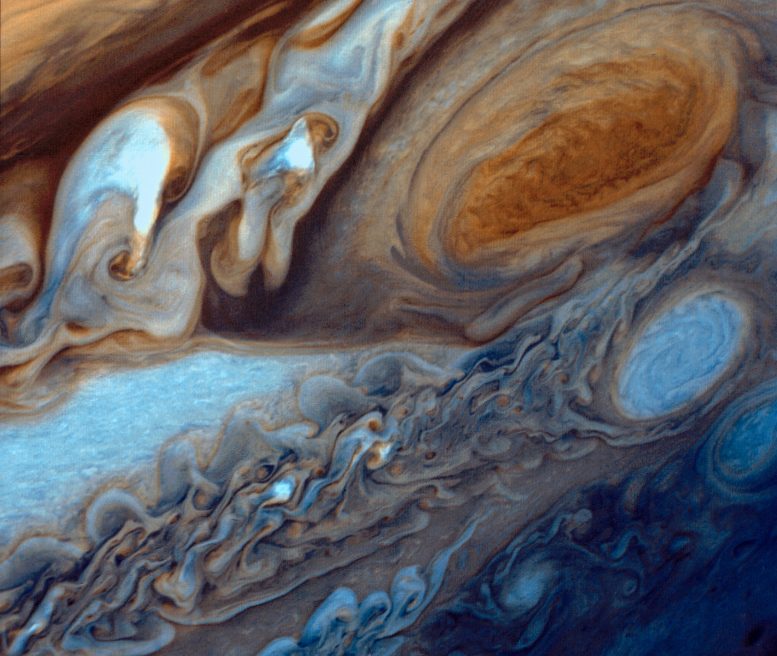 NASA's Voyager 1 observes Jupiter's Great Red Spot.