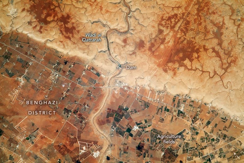 Wadi al Qattarah Libya From Space Station Annotated