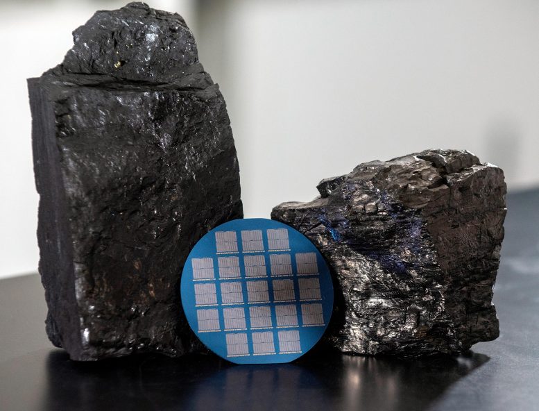 Wafer Containing Memristors Fabricated With Bituminous Blue Gem Coal