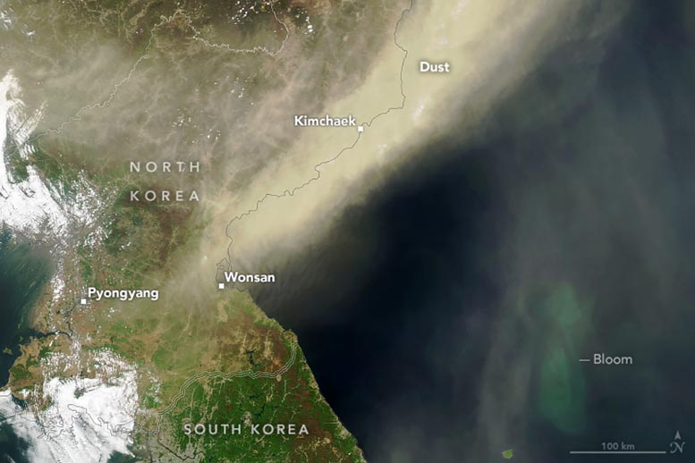 Wall of Dust Over Korean Peninsula 2024 Annotated