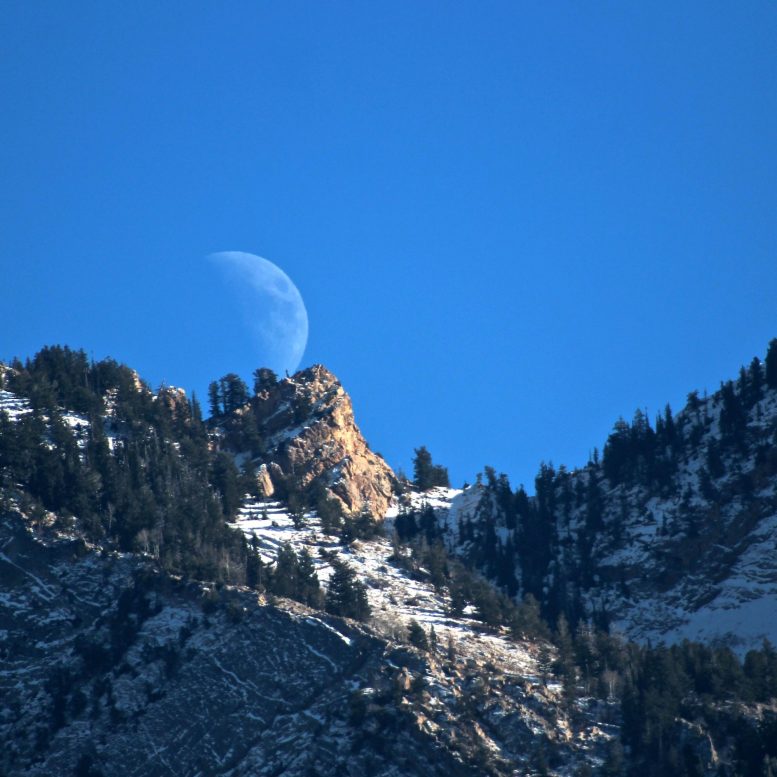 Waxing Moon Rises Wasatch Mountains Utah