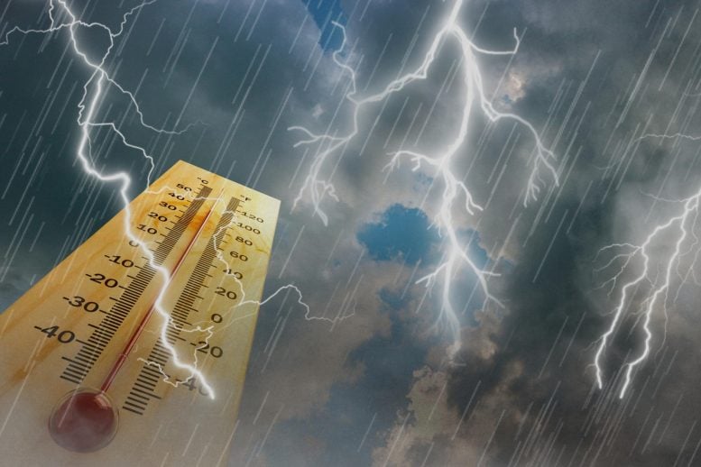 Weather Thermometer Lightning Rain Storm