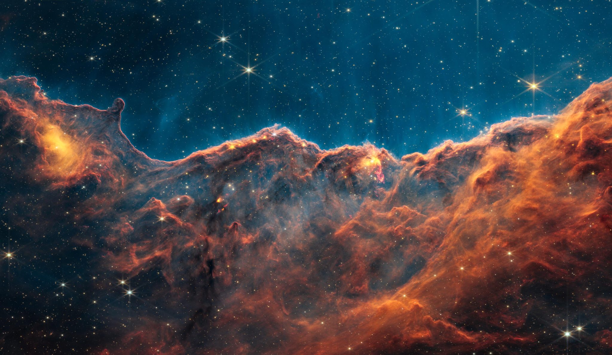 Webb Carina Nebula Jet (ozkopasovni filter NIRCam)