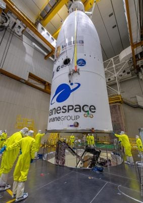 Webb Secured Inside Ariane 5 Fairing 2