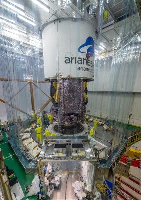 Webb Secured Inside Ariane 5 Fairing 3