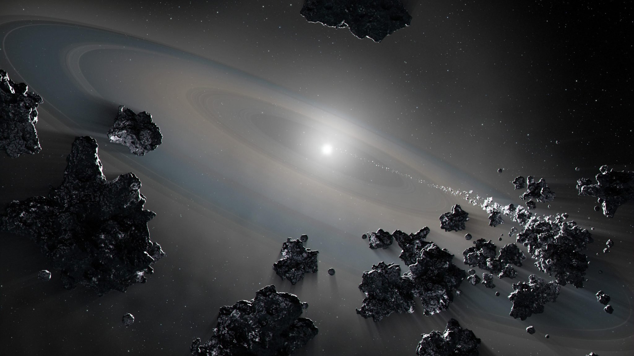 White dwarf star mining debris