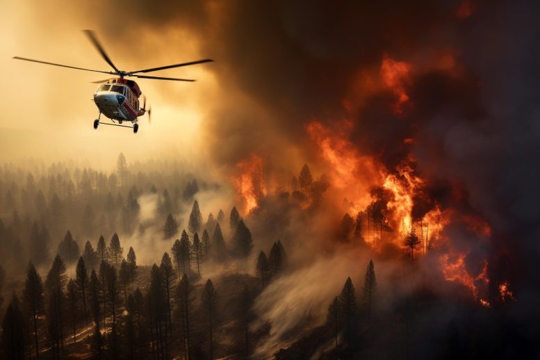 Wildfire Helicopter Illustration Art