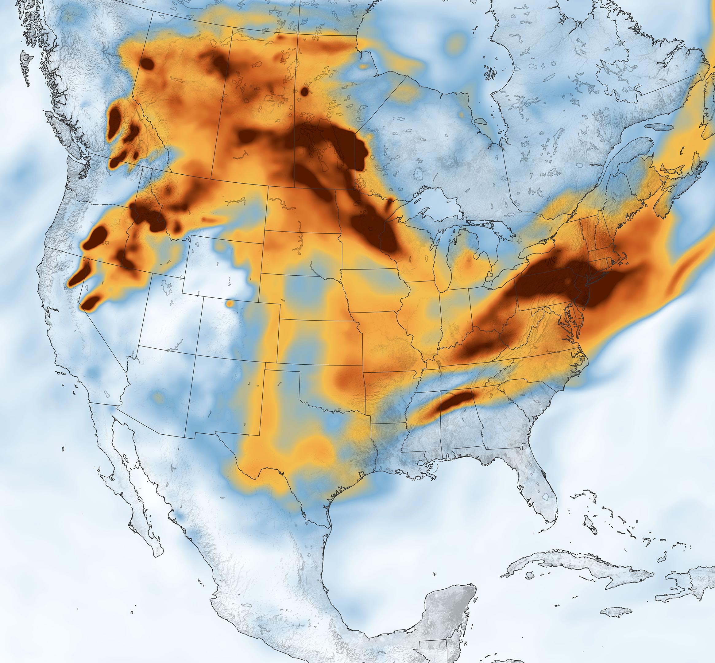 NASA Satellites Show Smoke Across North America