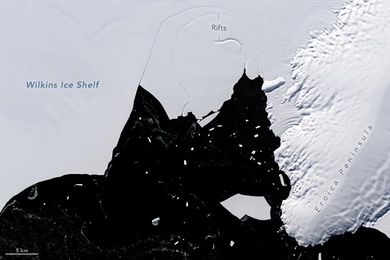 Wilkins Ice Shelf Detail March 2024 Annotated