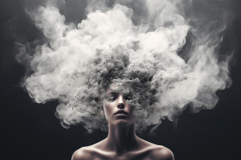 Woman Brain Fog Smoke Art Concept