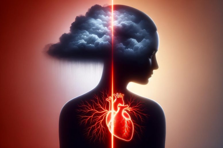Woman Depression Cardiovascular Disease Art Concept