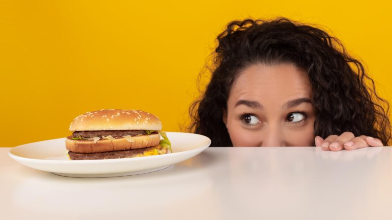 Woman Diet Craving Hamburger