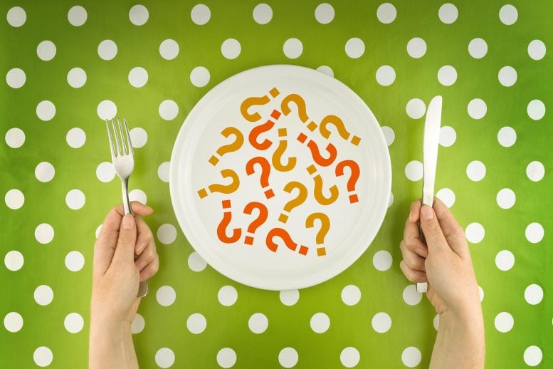Woman Eating Question Marks Food Health