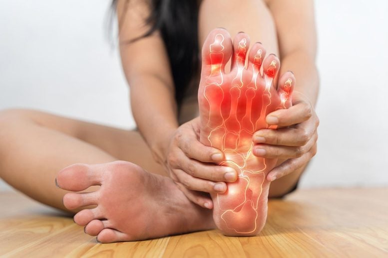 Woman Painful Inflamed Foot Gout