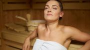 Woman Relaxing Sauna