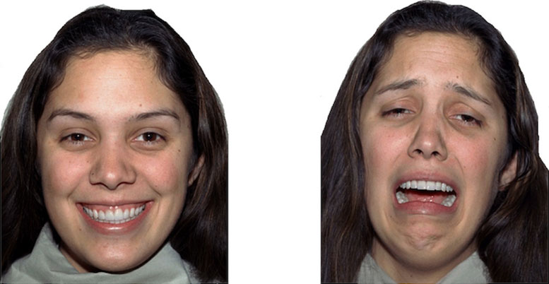 Woman Showing Two Different Facial Expressions