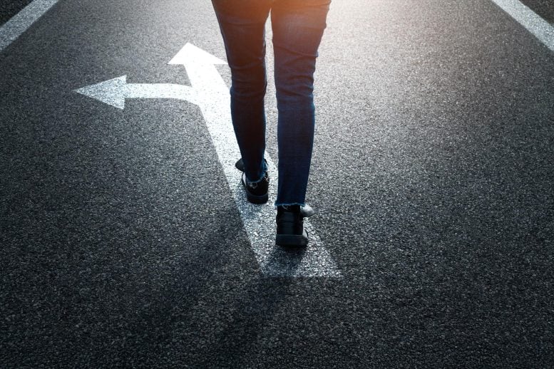 Woman Street Arrow Decision Making