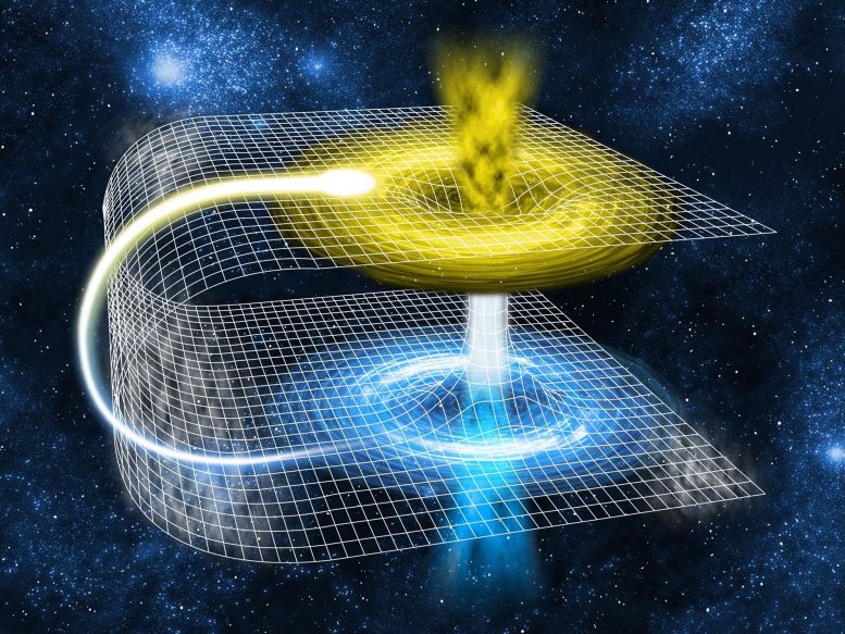Conceito de astrofísica de gravidade de espaço-tempo de buraco de minhoca