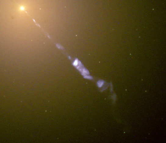 a black-hole-powered jet of sub-atomic particles traveling at nearly the speed of light