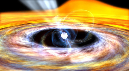 artist's impression of an accreting X-ray millisecond pulsar