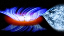 artist's impression shows a binary system containing a stellar-mass black hole called IGR J17091-3624