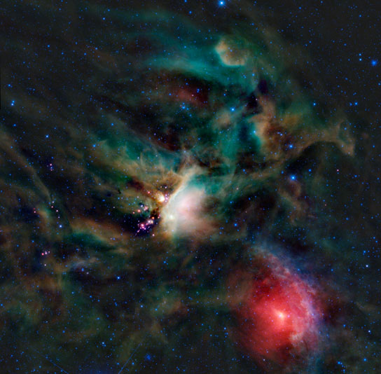 false-color infrared image of the star forming region in the constellation of Ophiuchus
