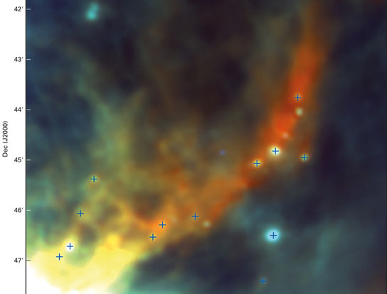  false-color image of the molecular cloud IRDC316.72+0.07